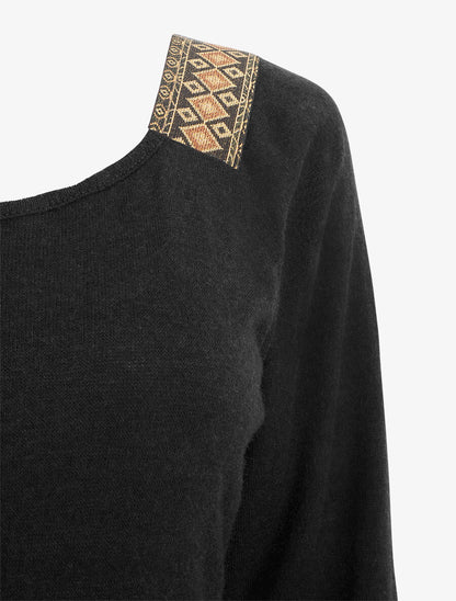 Robe bimatière effet portefeuille à col stylisé - Noir - 3