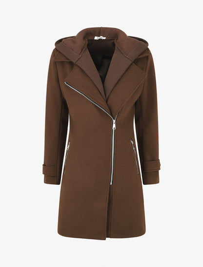 Manteau à empiècement style sweat - Marron - 1