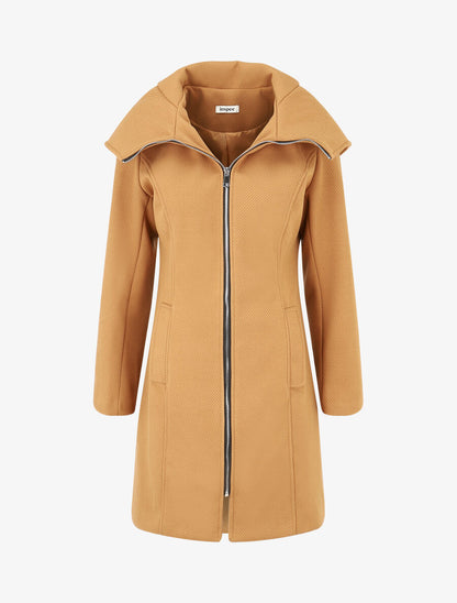 Manteau texturé et zippé à capuche - Camel - 4