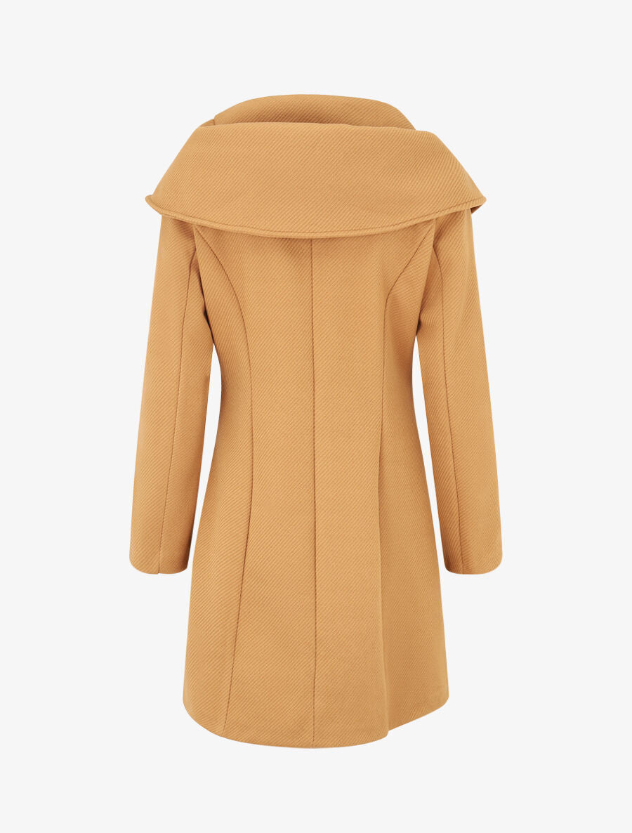 Manteau texturé et zippé à capuche - Camel - 2