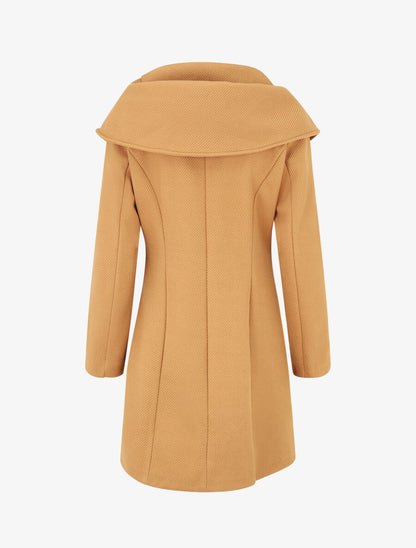 Manteau texturé et zippé à capuche - Camel - 2