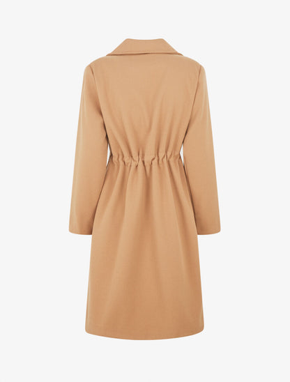 Manteau uni à cordons de serrage - Camel - 2