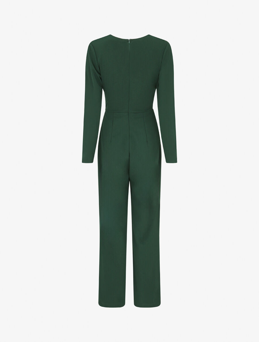 Combinaison unie à empiècement métal style coeur - Vert sapin - 2