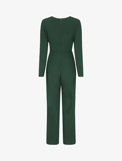 Combinaison unie à empiècement métal style coeur - Vert sapin - 2