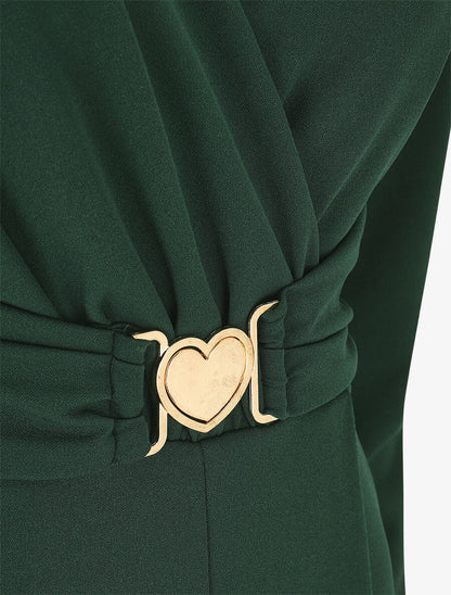 Combinaison unie à empiècement métal style coeur - Vert sapin - 3