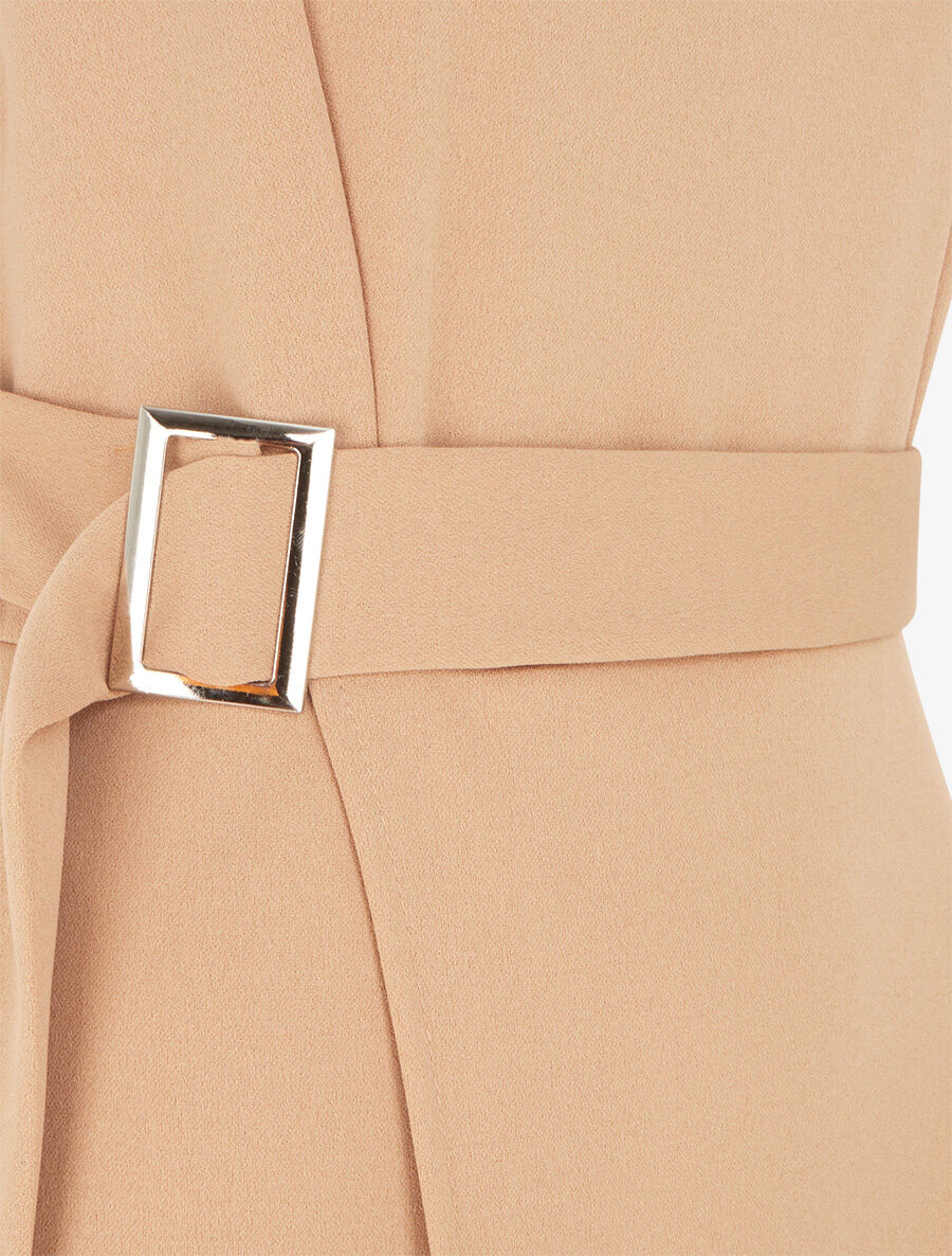 Robe longue superposée et liens à nouer - Camel - 3