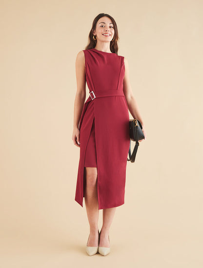 Robe longue superposée et liens à nouer - Bordeaux - 4