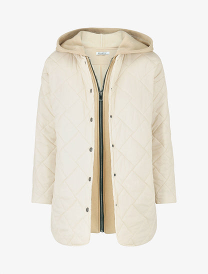Doudoune matelassée à empiècement sweat - Beige - 4