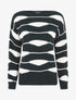 Pull imprimé à col bateau - Noir - 1