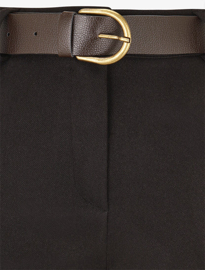 Pantalon épais uni coupe droite - Noir - 3