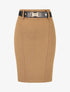 Jupe moulante fendue unie - Camel - 1