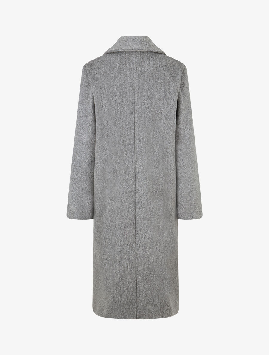 Manteau long uni style feutre - Gris chiné - 2
