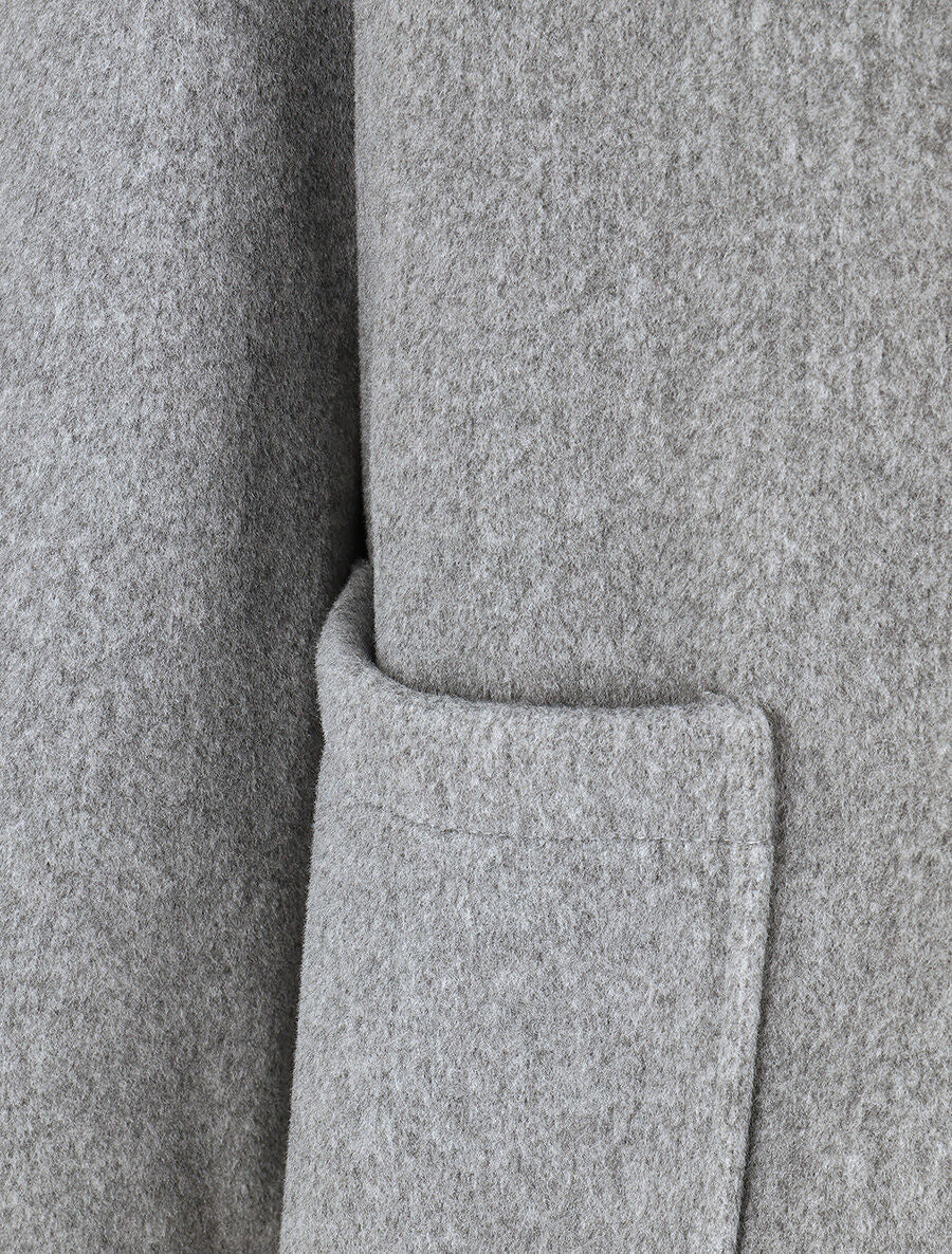 Manteau long uni style feutre - Gris chiné - 3