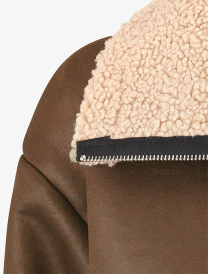 Manteau zippé style aviateur - Marron - 3