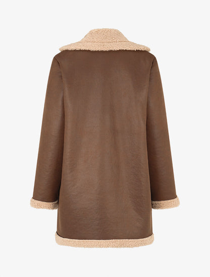 Manteau boutonné style aviateur - Marron - 2