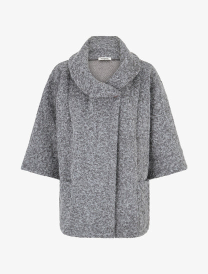 Manteau mi-long duveteux - Gris - 4