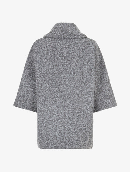 Manteau mi-long duveteux - Gris - 2