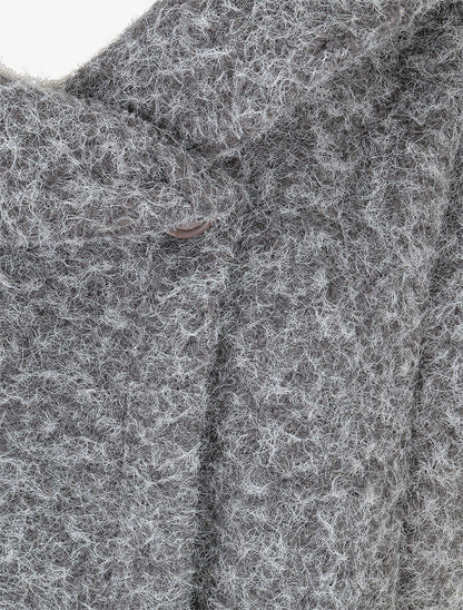 Manteau mi-long duveteux - Gris - 3