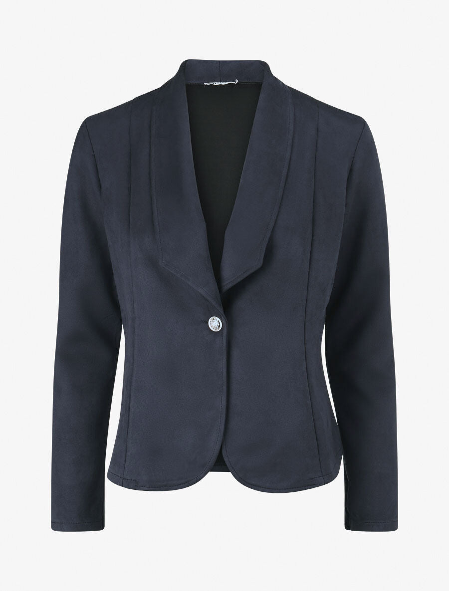 Veste en suédine col tailleur - Marine - 4