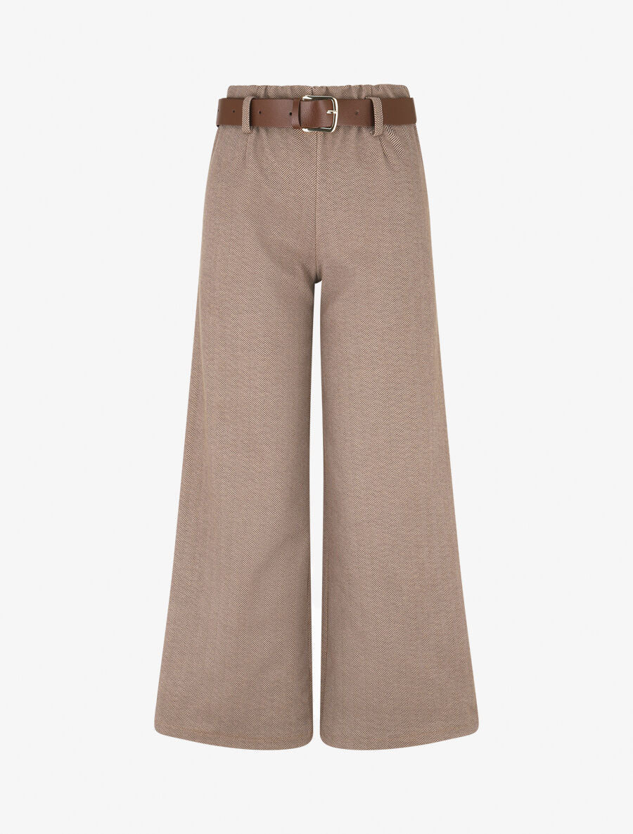 Pantalon épais effet tweed - Camel - 1