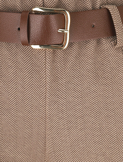 Pantalon épais effet tweed - Camel - 3
