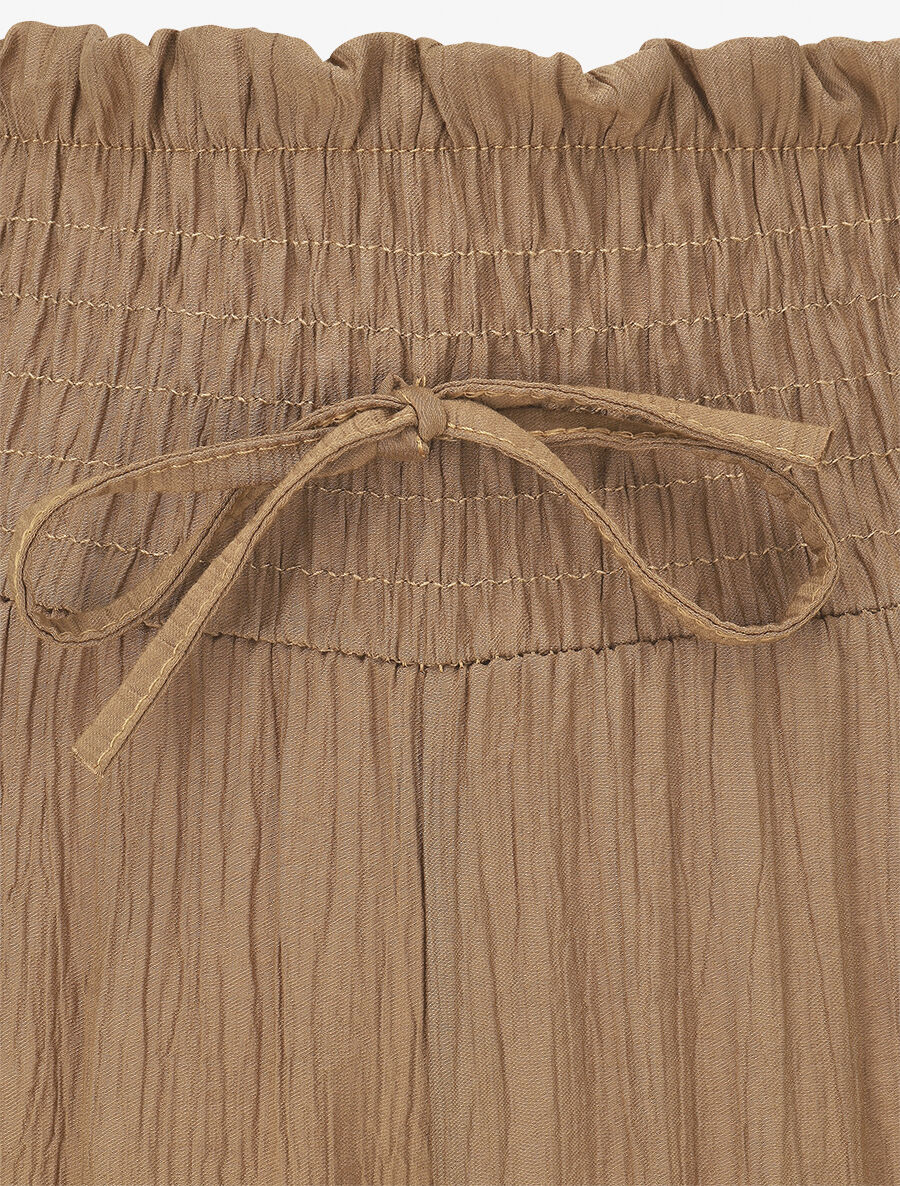 Pantalon fluide et texturé à taille haute - Camel - 3