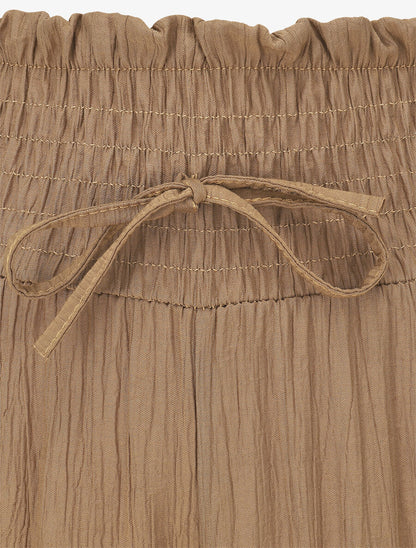 Pantalon fluide et texturé à taille haute - Camel - 3