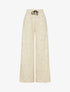 Pantalon élastiqué imprimé plumes irisées - Beige - 1