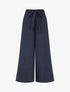 Pantalon uni effet lin - Marine - 1