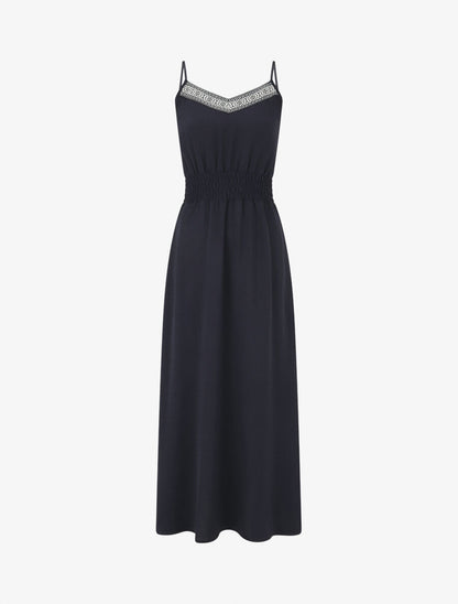Robe unie élastiquée - Marine - 1