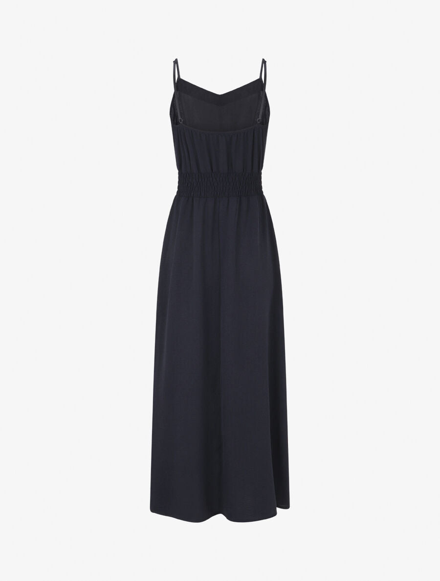 Robe unie élastiquée - Marine - 2