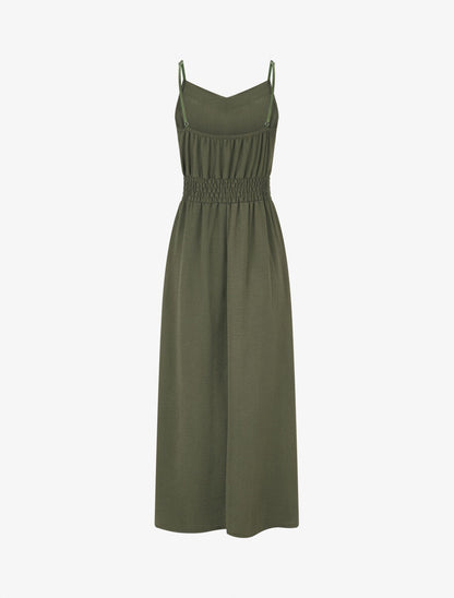 Robe unie élastiquée - Kaki - 2