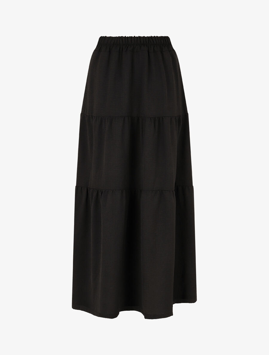 Jupe longue taille haute à boutons - Noir - 2