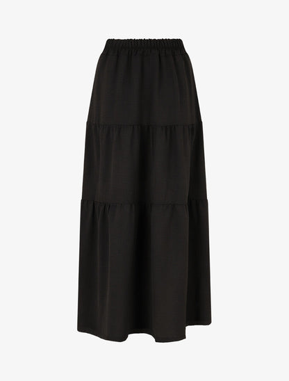 Jupe longue taille haute à boutons - Noir - 2