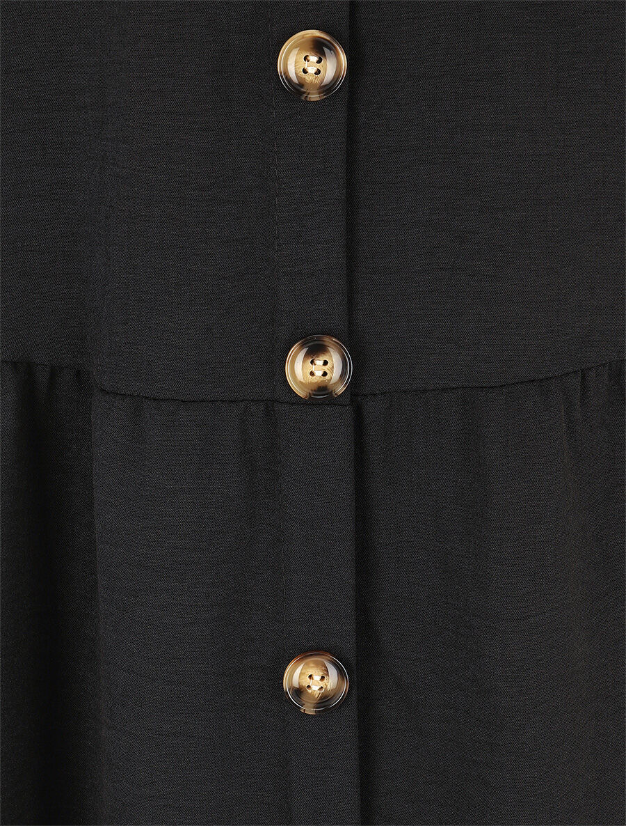 Jupe longue taille haute à boutons - Noir - 3