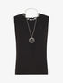 Top sans manches droit col dentelle - Noir - 1