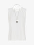 Top sans manches droit col dentelle - Blanc - 1
