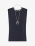 Top sans manches droit col dentelle - Marine - 1