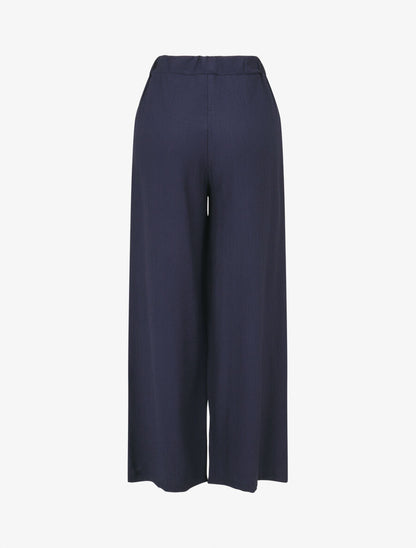 Pantalon fluide élastiqué uni - Marine - 2