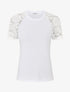 Top ajusté à manches courtes en dentelle - Blanc - 1