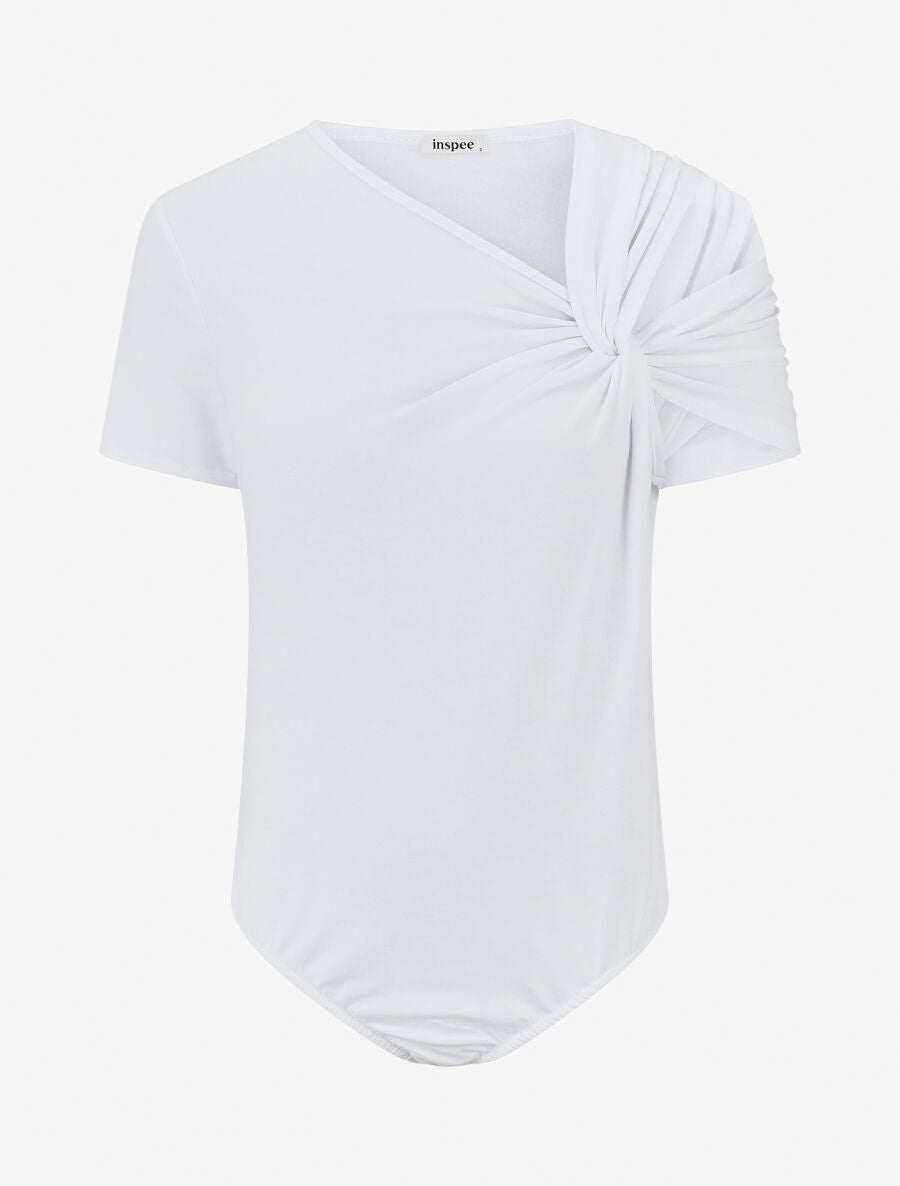 Body uni à manches courtes stylisées - Blanc - 4