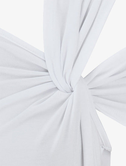 Body uni à manches courtes stylisées - Blanc - 3