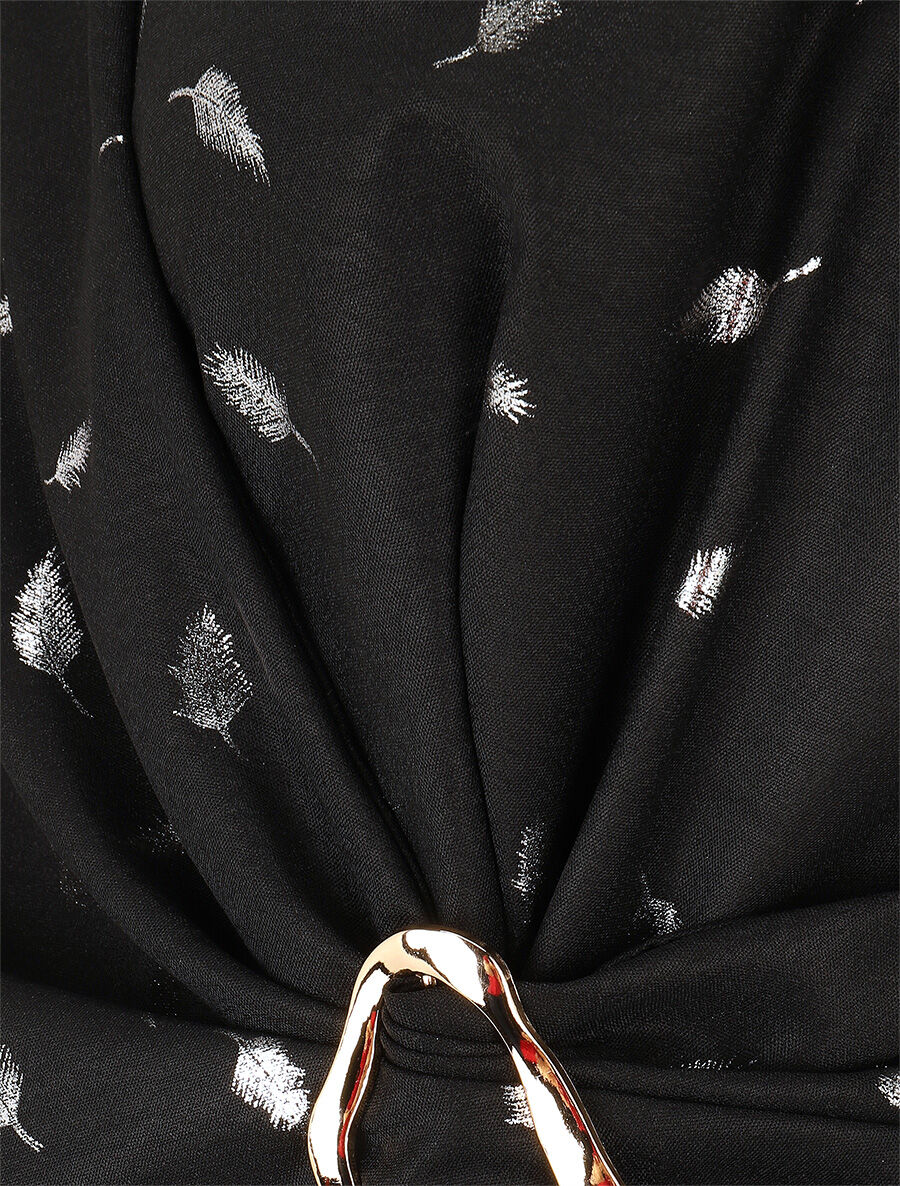 Top droit sans manches flocage plumes irisées - Noir - 3