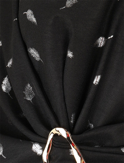 Top droit sans manches flocage plumes irisées - Noir - 3