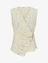 Top droit sans manches flocage plumes irisées - Beige - 4