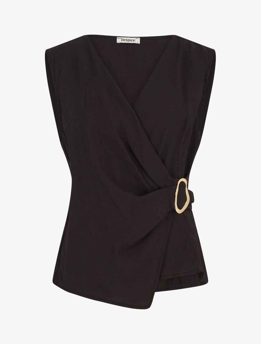 Top droit sans manches à boucle - Noir - 4