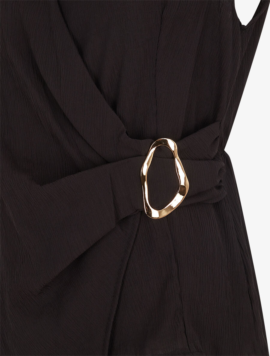 Top droit sans manches à boucle - Noir - 3