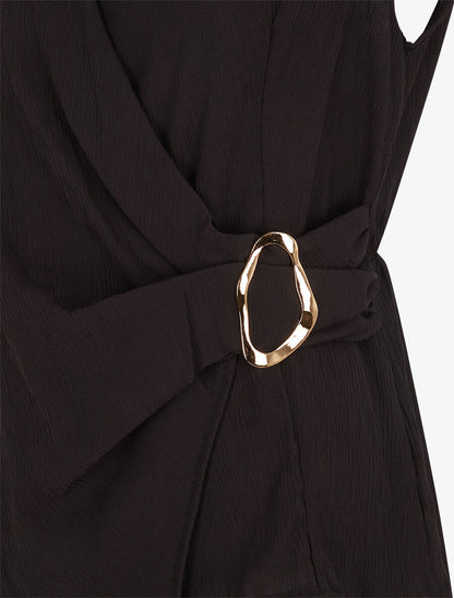 Top droit sans manches à boucle - Noir - 3