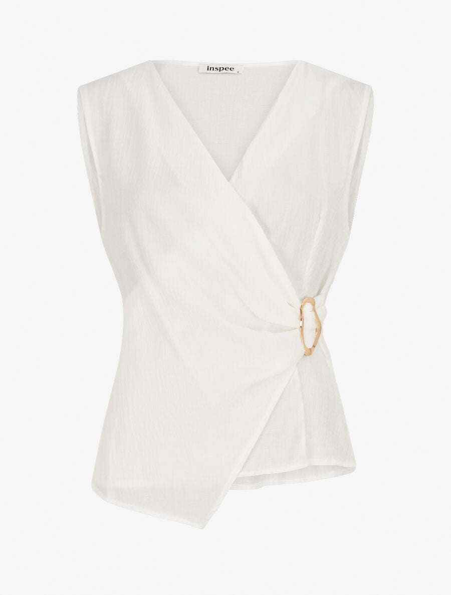 Top droit sans manches à boucle - Blanc - 1