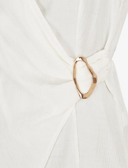Top droit sans manches à boucle - Blanc - 3